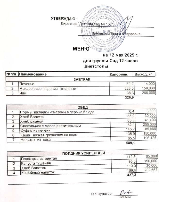меню на 12.055