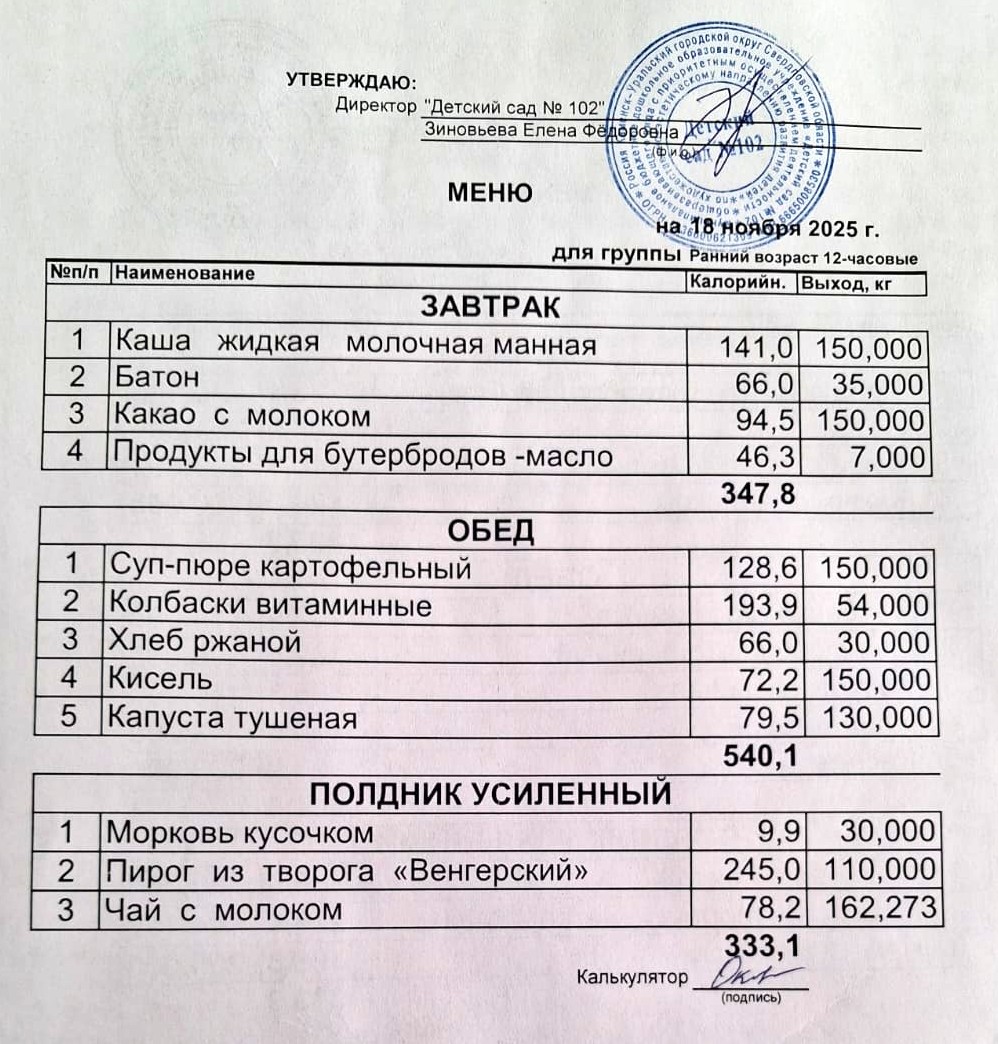 меню на 19.11 2