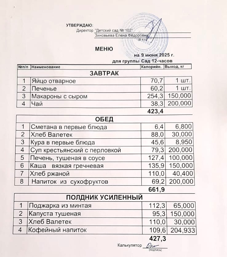 меню на 9.06 2